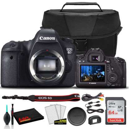 Picture of Canon EOS 6D DSLR Camera (Body Only) (8035B002) + EOS Bag + Sandisk Ultra 64GB Card + Cleaning Set and More (International Model) (Renewed)