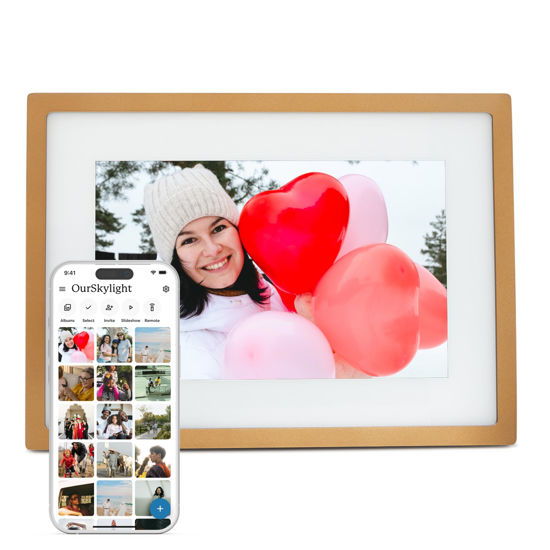 Picture of Skylight Digital Picture Frame - WiFi Enabled with Load from Phone Capability, Touch Screen Digital Photo Frame Display - Customizable Gift for Friends and Family - 10 Inch Gold