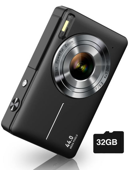 Picture of Digital Camera, Camkory FHD 1080P Kids Camera 44MP Point and Shoot Digital Cameras with 32GB SD Card, 16X Zoom, Two Batteries, Lanyard, Compact Small Camera for Kids Boys Girls