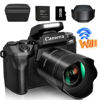 Picture of Saneen Digital Camera, 4k Cameras for Photography & Video, 64MP WiFi Touch Screen Vlogging Camera for YouTube with Flash, 32GB Card, Lens Hood, 3000mAH Battery, Front and Rear Cameras - Black