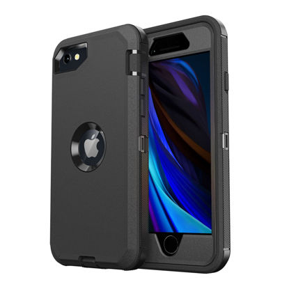 Picture of jaroco for iPhone SE Case 2022/2020/3rd/2rd,iPhone 8/7 case [Shockproof] [Dropproof] [Military Grade Drop Tested] with Non-Slip Removable Heavy Duty Full Body Phone Case-Black