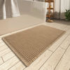 Picture of AMOAMI Upgraded Waffle Bath Mat, Super Absorbent Non Slip Bath Mats for Bathroom Floor, Machine Washable Bathroom Rugs with Tassels, Rubber Backed Bathroom Mats, Ultra Soft, 17" x 24", Brown