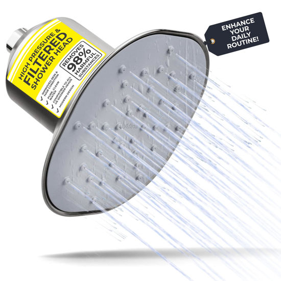Picture of Afina Filtered Shower Head | High Pressure Shower - Reduces Dry Itchy Skin, Dandruff, Eczema, & Dramatically Improves Condition of your Skin, Hair & Nails (Nickel)