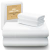 Picture of LANE LINEN 100% Organic Cotton Queen Sheet Set, 4Pc Cotton Sheets Queen Size Bed Set, Soft & Breathable Percale Weave, Deep Pocket Queen Sheets, Hotel-Quality Bed Sheets Queen Size - White Bed Sheets