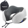 Picture of napfun Neck Pillow for Traveling, Upgraded Travel Neck Pillow for Airplane 100% Pure Memory Foam Travel Pillow for Flight Headrest Sleep, Portable Plane Accessories, Light Grey