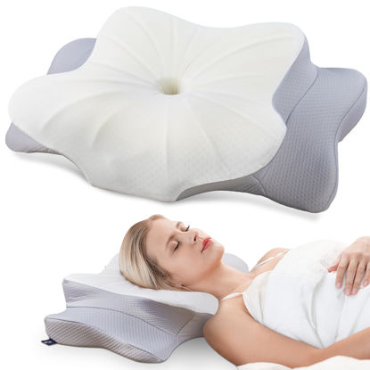 Picture of DONAMA Cervical Pillow for Neck and Shoulder,Contour Memory Foam Pillow,Ergonomic Neck Support Pillow for Side Back Stomach Sleepers with Pillowcase