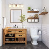 Picture of QEEIG Bathroom Shelves Over Toilet Wall Mounted Floating Shelves Farmhouse Shelf Toilet Paper Storage Small 16 inch Set of 3, Rustic Brown (019-BN3)