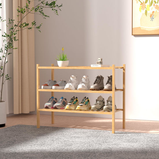 GetUSCart- ROMGUAR CRAFT 3 Tier Bamboo Shoe Rack for Closet Free ...