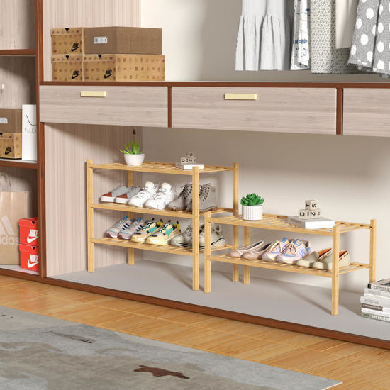 GetUSCart- ROMGUAR CRAFT 3 Tier Bamboo Shoe Rack for Closet Free ...