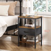 Picture of SUPERJARE Nightstand with Charging Station, Bed Side Table with Adjustable Fabric Drawer, Night Stand for Bedroom, 3-Tier Storage End Table, for Living Room, Rustic Brown and Black