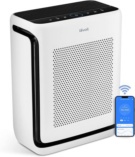 Picture of LEVOIT Air Purifiers for Home Large Room Up to 1800 Ft² in 1 Hr with Washable Pre-Filter, Air Quality Monitor, Smart WiFi, HEPA Sleep Mode for Allergies, Pet Hair in Bedroom, Vital 200S-P, White