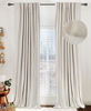 Picture of 100% Blackout Shield Linen Blackout Curtains for Bedroom 84 Inches Long, Back Tab/Rod Pocket Living Room Drapes, Thermal Insulated Blackout Curtains 2 Panels Set, 50" W x 84" L, Cream