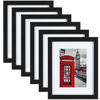 Picture of PEALSN 8x10 Picture Frame Set of 6, Display Picture 5x7 with Mat or 8x10 Without Mat, Black Woodgrain
