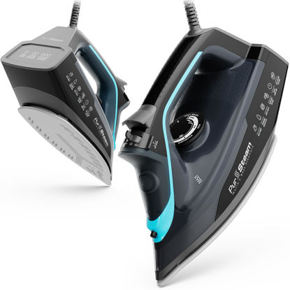 Picture of PurSteam SteamBurst+ 1750W Steam Iron, Ceramic Soleplate, Adjustable Steam, Burst of Steam, Self-Clean, Anti-Calc, Anti-Drip, Auto Shut-Off, Powerful & Long-Lasting Steam for All Fabrics