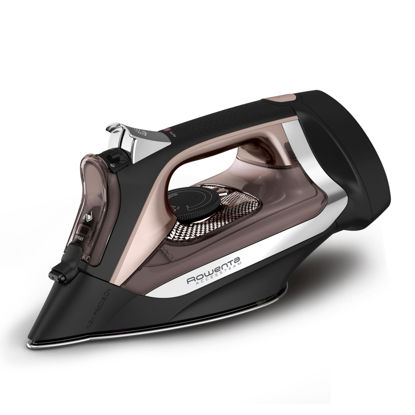 Picture of Rowenta Iron Steamer for Clothes, Stainless Steel Soleplate, Iron with Retractable Cord, Black, DW2459