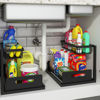 Picture of REALINN Under Sink Organizer, Pull Out Cabinet Organizer Slide Out Sink Shelf Cabinet Storage Shelves, Storages for Kitchen Bathroom, Black, 2 Pack