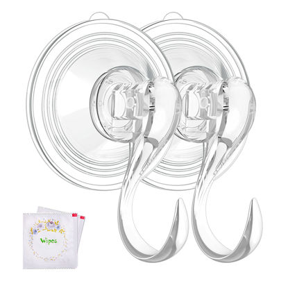 Picture of VIS'V Wreath Hanger, Large Clear Heavy Duty Suction Cup Wreath Hooks with Wipes 22 LB Removable Strong Window Glass Door Suction Cup Wreath Holder for Halloween Christmas Wreath Decor 2 Pcs