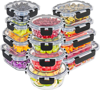 Picture of Magic Mill Glass Storage Containers with lids Set | Ultimate 24pc Set with BPA-Free Airtight Locking Lids for Lunch, Food Storage, Meal Prep, Safe in Fridge, Freezer, Dishwasher Safe for Easy Clean