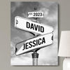 Picture of Personalized Canvas Vintage Street Sign For Couples, Crossroads Street Sign Best Gift For Сouple, Custom Name And Date Vintage Street Sign Canvas Poster Print, Wedding Street Art Canvas Or Poster #1