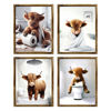 Picture of TWNSLLA Highland Cow Funny Bathroom Decor Wall Art,Bathroom Highland Cow Art Prints,Rustic Farmhouse Bathroom Wall Decor,Funny Bathroom Signs Animal Canvas Wall Art,UNFRAMED,8x10inchx4pcs