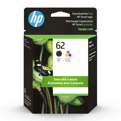 Picture of HP 62 Black/Tri-color Ink (2-pack) | Works with HP ENVY 5540, 5640, 5660, 7640 Series, HP OfficeJet 5740, 8040 Series, HP OfficeJet Mobile 200, 250 Series | Eligible for Instant Ink | N9H64FN