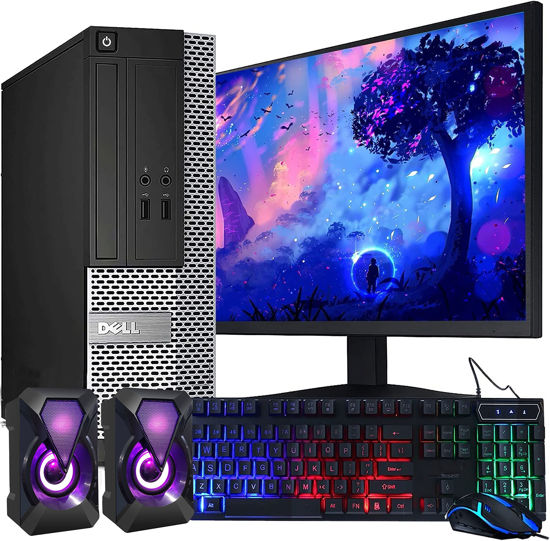 Picture of Dell OptiPlex Computer Desktop PC, Intel Core i5 3rd Gen 3.2 GHz, 16GB RAM, 2TB HDD, New 22 Inch LED Monitor, RGB Keyboard and Mouse, WiFi, Windows 10 Pro (Renewed)