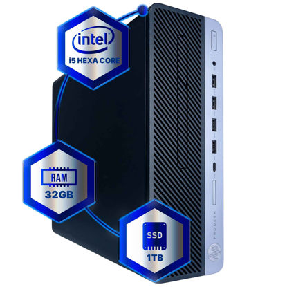 Picture of HP ProDesk 600G4 Desktop Computer | Hexa Core Intel i5 (3.2) | 32GB DDR4 RAM | 1TB SSD Solid State | Windows 11 Professional | Home or Office PC (Renewed)