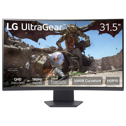Picture of LG 32GS60QC-B Ultragear 32-inch Curved Gaming Monitor QHD (2560x1440) 180Hz 1ms 1000R AMD FreeSync HDR10 HDMIx2 DisplayPort Black