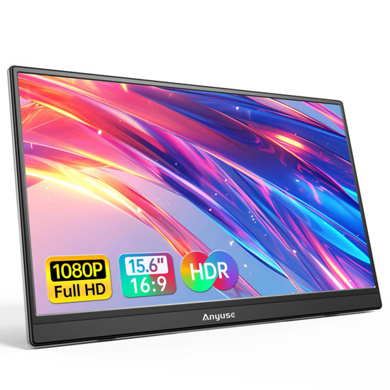 Picture of Anyuse Portable Monitor 15.6 Inch 1080P USB-C HDMI Ultra-Slim Travel Monitor with Kickstand, for Laptop, PC, Mac Phone, PS, Xbox, Swich IPS Ultra-Thin Zero Frame Gaming Monitor
