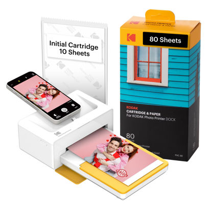 Picture of KODAK Dock Plus 4PASS Instant Photo Printer (4x6 inches) + 90 Sheets Bundle (10 Initial Sheets + 80 Sheet Pack)