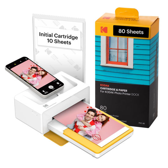Picture of KODAK Dock Plus 4PASS Instant Photo Printer (4x6 inches) + 90 Sheets Bundle (10 Initial Sheets + 80 Sheet Pack)