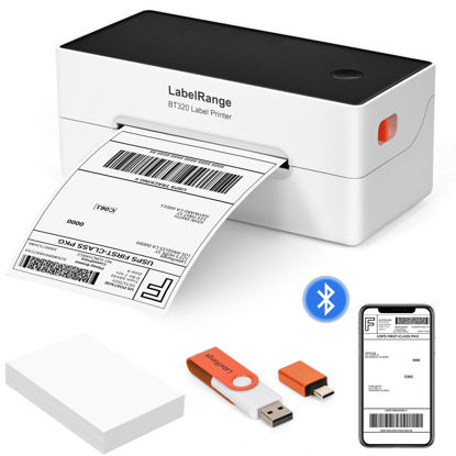 Picture of LabelRange Ecommerce Label Printer, Bluetooth Thermal Shipping Label Printer, 4x6 Thermal Printer Compatible with Android, iOS, Windows, Amazon, Ebay, Shopify, Etsy, USPS, Pirate Ship, Shippo
