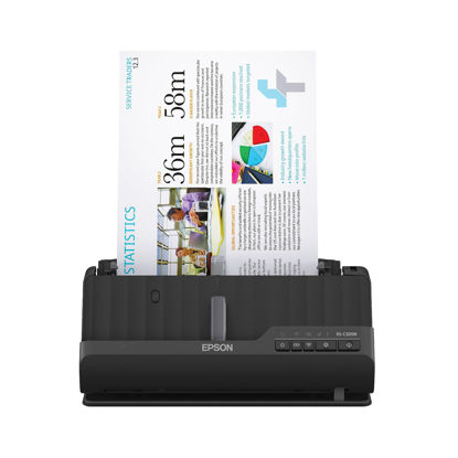 Picture of Epson - Workforce ES-C320W - Wireless Compact Desktop Document Scanner - 2-Sided Scanning and Auto Document Feeder - Paper and Card Scanner - Black