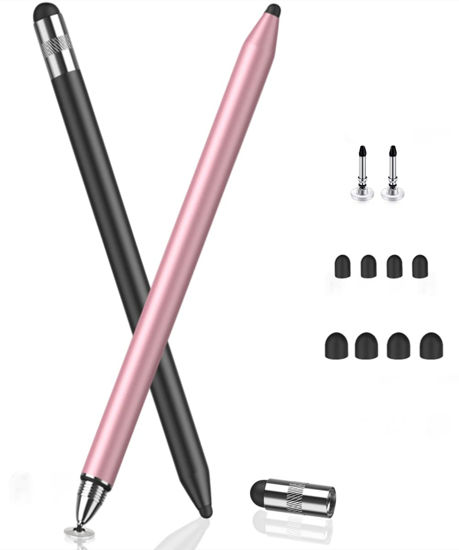 Picture of MEKO 3 in 1 Stylus Pens for Touch Screens, High Sensitivity & Precision Capacitive Stylus for Apple iPad iPhone Tablets Samsung Galaxy All Universal Touchscreen Devices (2 Pack-Black/Rose Gold)