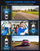 Picture of SUVCON Dash Cam Front and Rear Inside, 3 Channel Dash Camera for Cars, 1080P Car Dash Cam, Triple Dash Cam, Dash Camera with 32GB Card, Loop Recording, HDR, G-Sensor, 24Hr Parking