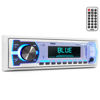 Picture of Pyle Marine Bluetooth Stereo Radio - 12v Single DIN Style Boat In dash Radio Receiver System with Built-in Mic, Digital LCD, RCA, MP3, USB, SD, AM FM Radio - Remote Control - PLMRB29W (White)