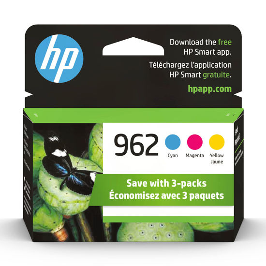Picture of HP 962 Cyan, Magenta, Yellow Ink Cartridges (3-pack) | Works with OfficeJet 9010 Series,OfficeJet Pro 9010, 9020 Series | Eligible for Instant Ink | 3YP00AN