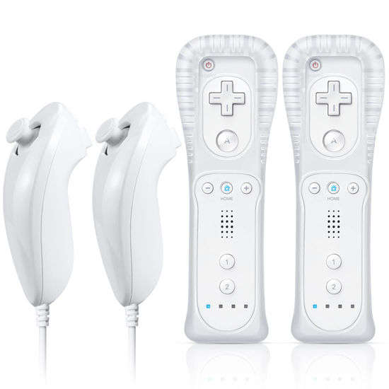 Picture of FASIGO Wii Remote with Nunchuck, Wii Controller with Nunchuck, Compatible with Nintendo Wii/Wii U, 2 Pack