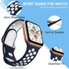 Picture of Adorve 4 Pack Compatible with Apple Watch Band 49mm 46mm 45mm 44mm 42mm iWatch Ultra 2 SE Series 10 9 8 7 6 5 4 3 2 1 Women Men,Breathable Sport Silicone Strap,Blue White/WhiteBlack/BlackGray/RedBlack
