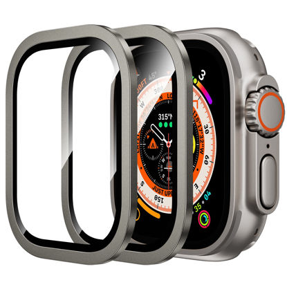 Picture of WSKEN for Apple Watch Ultra 2/Ultra Screen Protector 49mm,9H Tempered Glass + Titanium Alloy Frame, [Keep Original] [Touch Sensitive] Lightweight Protective Film iwatch 2 Pack,Original