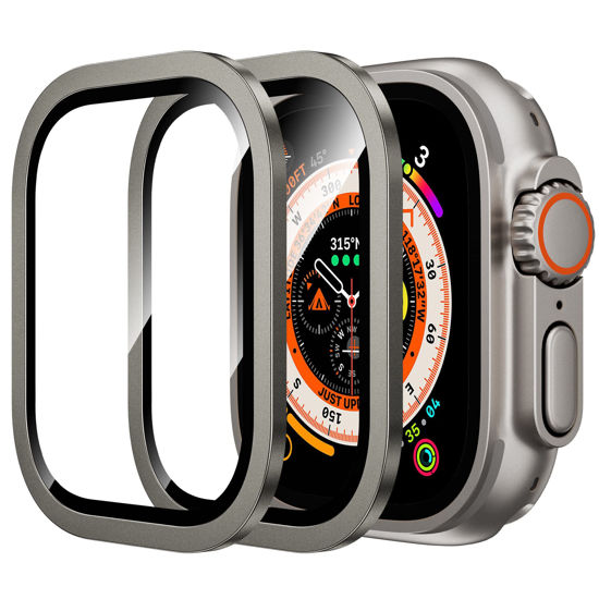Picture of WSKEN for Apple Watch Ultra 2/Ultra Screen Protector 49mm,9H Tempered Glass + Titanium Alloy Frame, [Keep Original] [Touch Sensitive] Lightweight Protective Film iwatch 2 Pack,Original