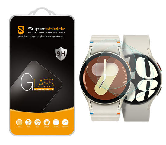Picture of Supershieldz (3 Pack) Designed for Samsung Galaxy Watch 7 (40mm) / Watch 6 (40mm) / Watch FE (40mm) / Watch 5 (40mm) / Watch 4 (40mm) Tempered Glass Screen Protector, Anti Scratch, Bubble Free