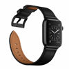 Picture of OUHENG Compatible with Apple Watch Band 49mm/46mm/45mm/44mm/42mm, Genuine Leather Band Replacement Strap Compatible with Apple Watch Ultra 2/1 Series 10/9/8/7/6/5/4/3/2/1/SE, Black/Black
