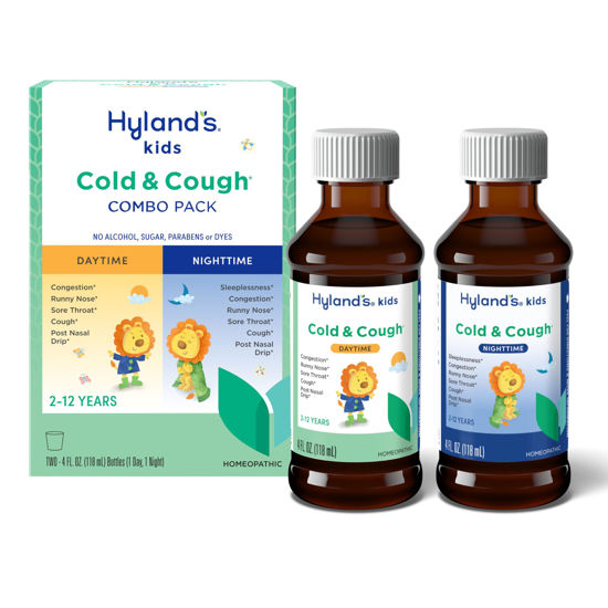 Picture of Hyland's Kids Cold and Cough, Day and Night Combo Pack, Cold Medicine for Ages 2 and up, Syrup Cough Medicine for Kids, Nasal Decongestant, 4 Fl Oz (Pack of 2)