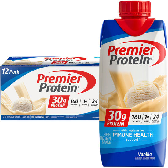 Picture of Premier Protein Protein Shake, Vanilla, 30g Protein, 1g Sugar, 11 fl oz Pack of 12