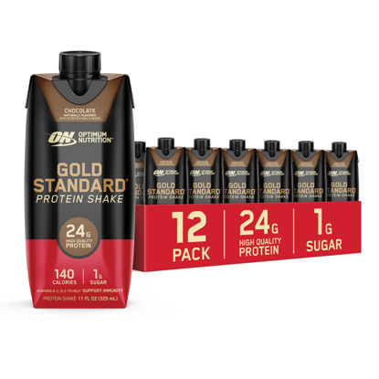 Picture of Optimum Nutrition Gold Standard Protein Shake, 24g Protein, Ready to Drink Protein Drinks, Chocolate, 11 Fl Oz, 12 Count (Pack of 1) (Packaging May Vary)