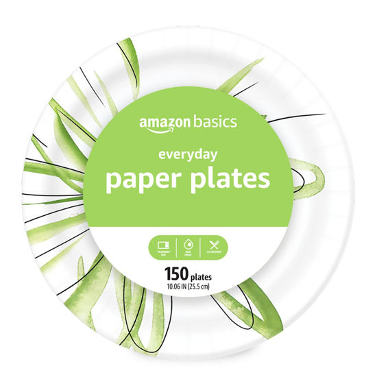 Picture of Amazon Basics Everyday Paper Plates, 10 Inch, Disposable, 150 Count