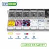 Picture of EZY DOSE Push Button (7-Day) Pill Case, Medicine Planner, Vitamin Organizer, 2 Times a Day AM/PM, Removeabale Trays, Large Compartments, Arthritis Friendly, Black and White Lids, BPA Free