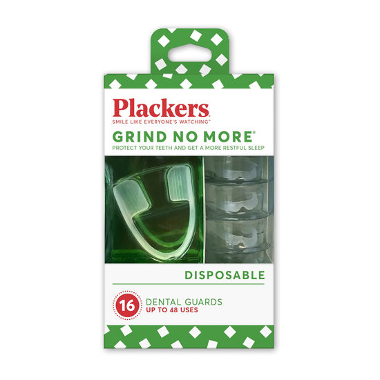 Picture of Plackers Grind No More Night Guard, Nighttime Protection for Teeth, BPA Free, Sleep Well, Ready to Wear, Disposable, One Size Fits All, 16 Count