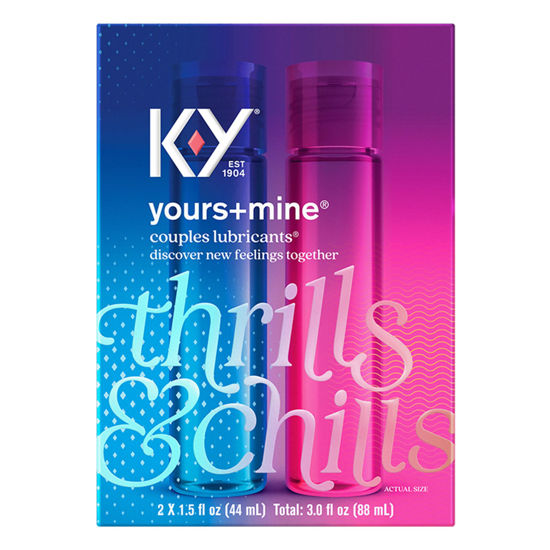 Picture of K-Y Yours + Mine Couples Personal Lube, Two Personal Lubricants, Water Based Lube for Women & Glycerin-Based Lube for Men, 2 x 1.5 FL OZ